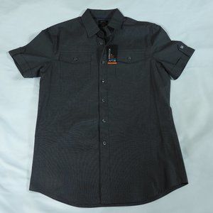 Men's APT 9 Casual Gray Button Down Slim Fit Shirt - Size Small